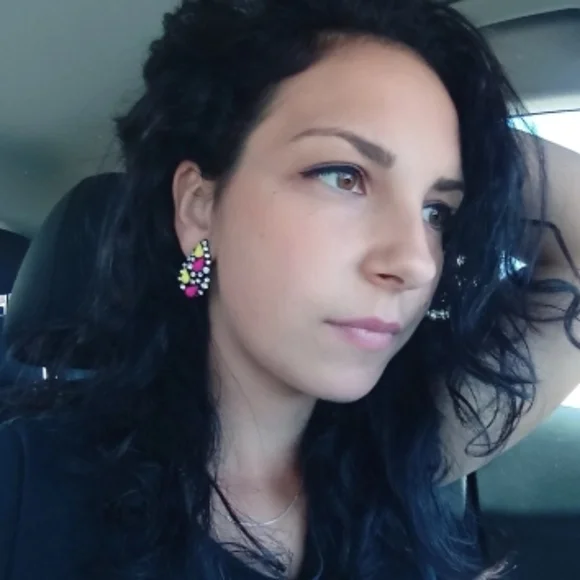 Vintage 80s Neon Rhinestone Teardrop Earrings - Picture 3 of 3